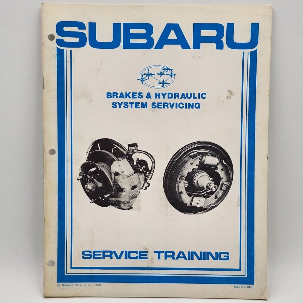 Subaru 1979 Brakes And Hydraulic System Servicing Manual